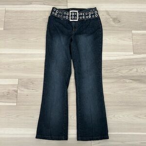 yada yada dark wash belted jeans